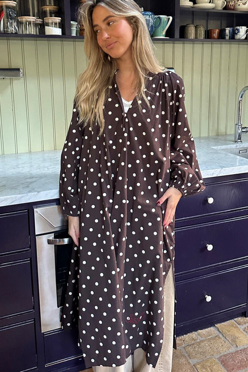 Lara midikjole - Cream Dot